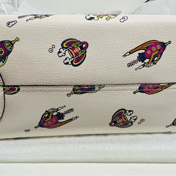 NWT COACH Cosmic Coach City Tote Bag w Rocket Print DBL Face Leather CW030 - Picture 7 of 10